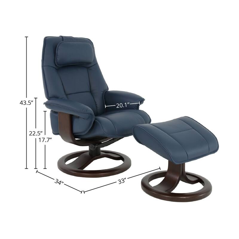Fjords Admiral R Leather Recliner and Ottoman