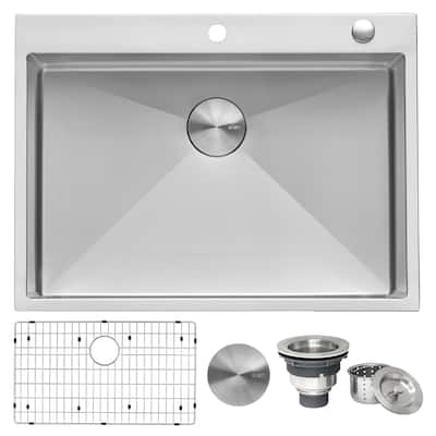 Ruvati 30 x 22 inch Drop-in Tight Radius Topmount 16 Gauge Stainless Steel Kitchen Sink Single Bowl - RVH8009 - 30" X 22"
