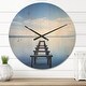 preview thumbnail 1 of 7, Designart 'Jetty Remains in Blue Lake' Oversized Lake House Wall CLock