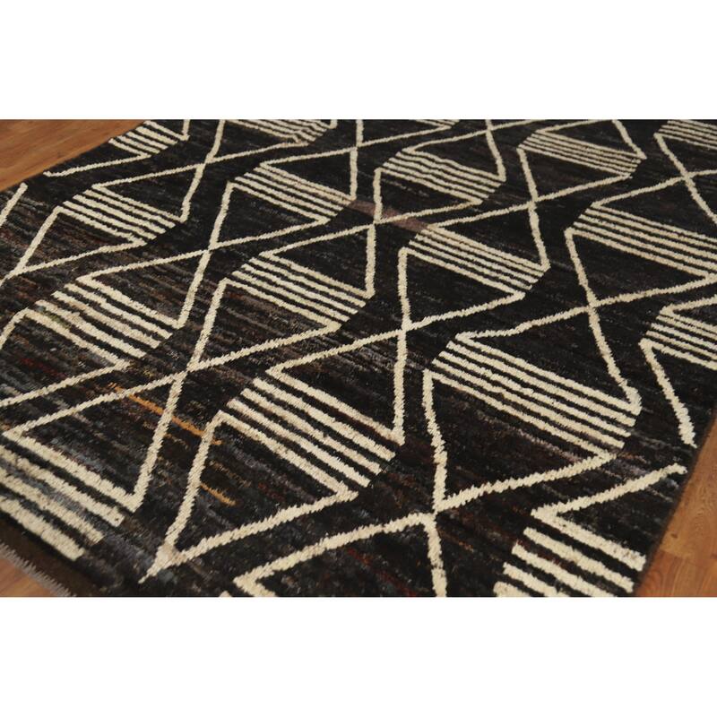 Geometric Moroccan Oriental Area Rug Handmade Bedroom Wool Carpet - 6'11" x 9'10"