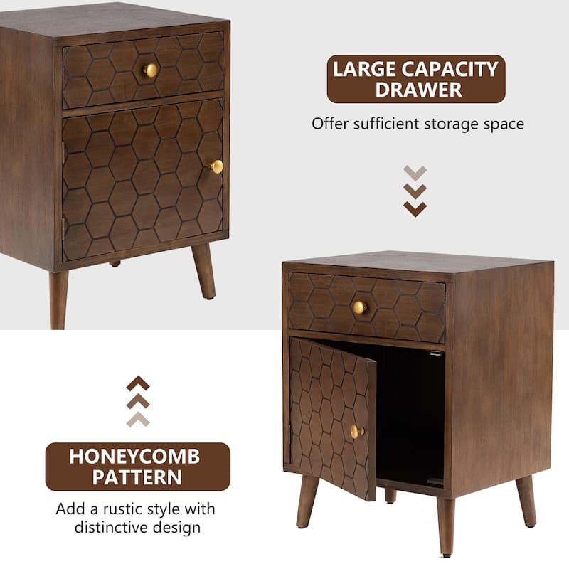 SUNBURY Mid-Century Modern Nightstands with Drawers (Set of 2)