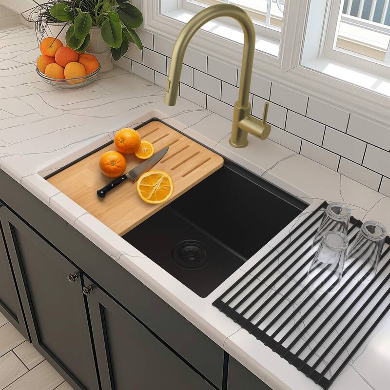 25" Undermount Workstation Single Bowl Quartz Kitchen Sink