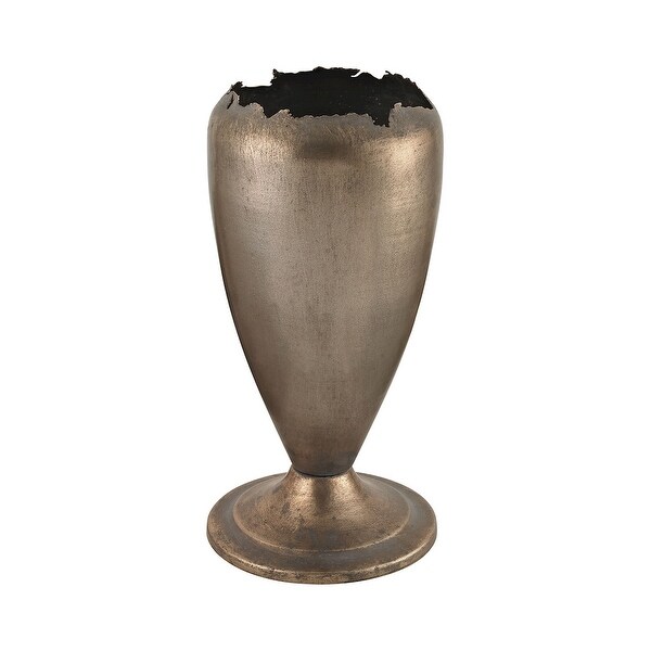 GuildMaster 2100-012 8-11/16" Tall Jagged Mouth Metal Vase - Naturally Aged
