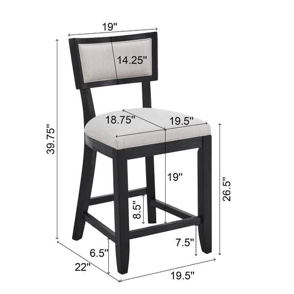 Set of 2 High Barstool with Back Upholstered Dining Chair, Wooden Frame Bar Chair for Home Bar, Kitchen Counter, Beige+Black