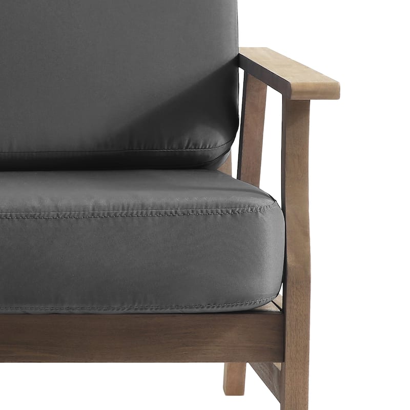 2 Set Acacia Wood Patio Club Chair with Cushion Outdoor Arm Chair
