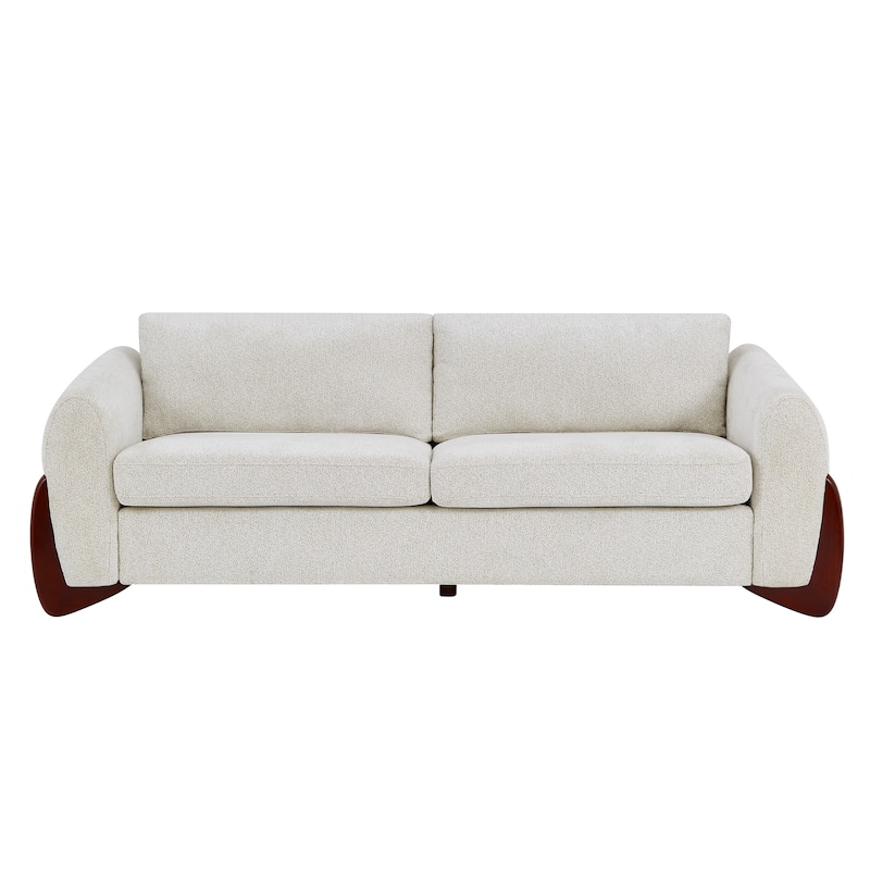 Christopher Knight Home - Hartly Modern Chenille Upholstered 3-Seater Sofa with Solid Wood Legs