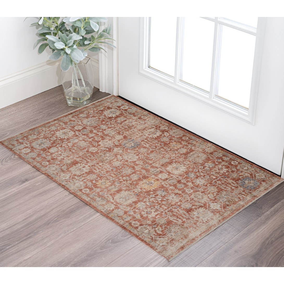 HomeRoots Namo Floral Medallion Traditional Rectangle Area Rug