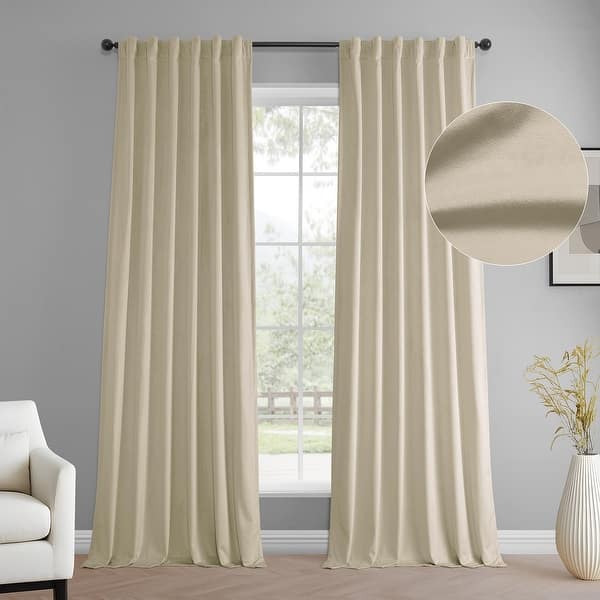 slide 2 of 13, Exclusive Fabrics Simply Velvet Room Darkening Curtains 2 Panels Set - Velvet Window Curtains for Living Room & Bedroom 50 X 108 - Light Ivory
