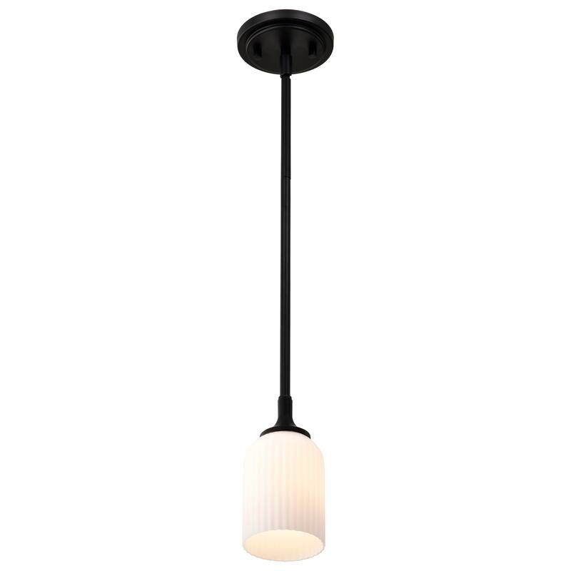 Solara Mini Pendant Matte Black Finish Frosted Ribbed Glass - Matte Black
