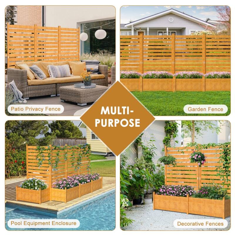 Privacy Screen, Outdoor Privacy Fence, 41 in.W x 73 in.H, Planter Box