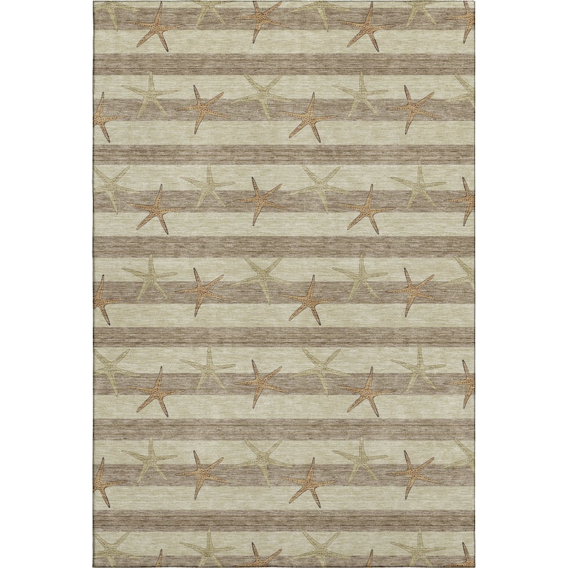 Premium Washable Super Soft Starfish Coastal Stripes Mayfield Rug