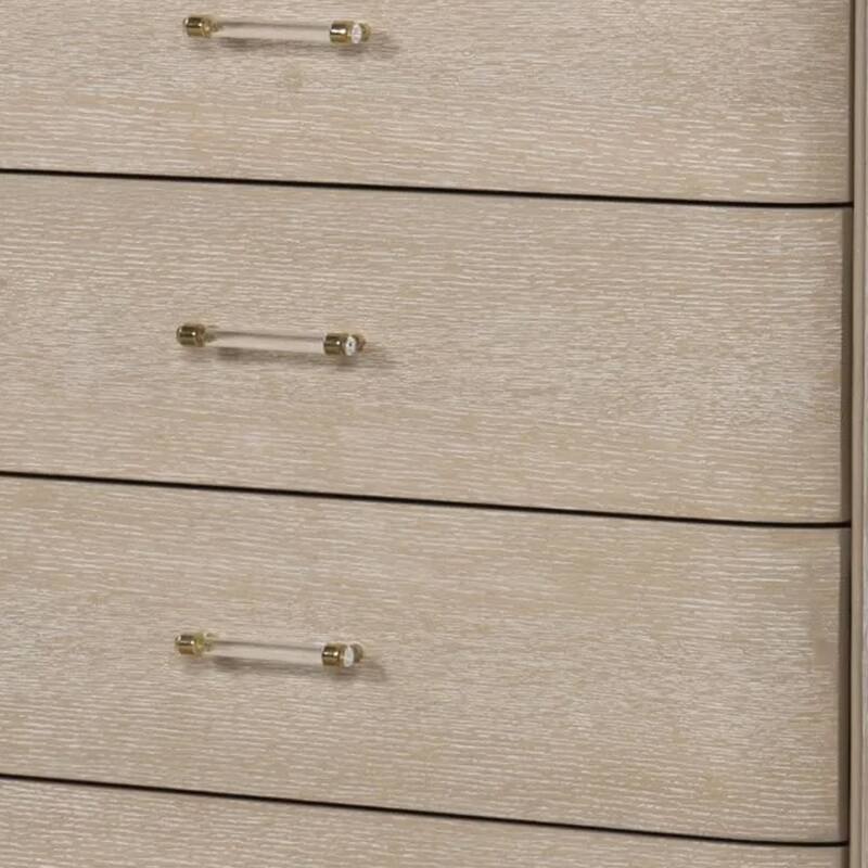 Fea Tall Dresser Chest, 5 Drawers, Natural Light Oak Brown, Acrylic Handles