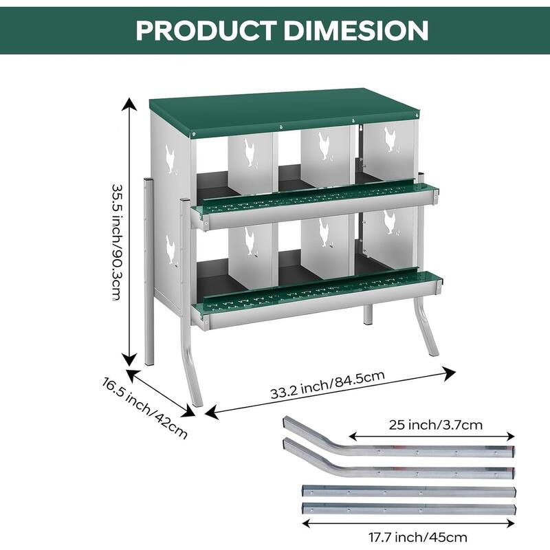 6 Compartment Nesting Box, Chicken Laying Box, with Bracket Legs, Easy to Clean and Install