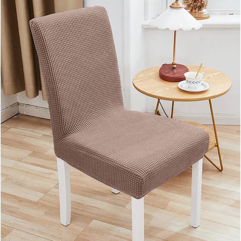 6 Piece Set - Beige Dining Kitchen Desk Chair Stretch Cover Protector Slipcover - 6 Piece Set