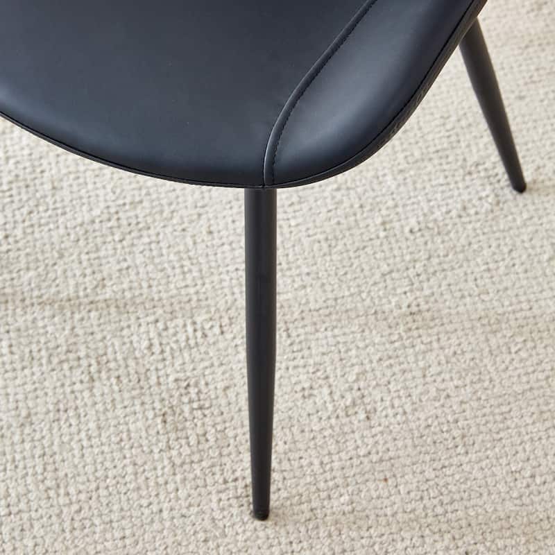 Dining Chairs Set of 6, Modern Armless Kitchen Chairs with Back, Faux Leather Dining Room Chairs with Metal Legs for Home Bistro