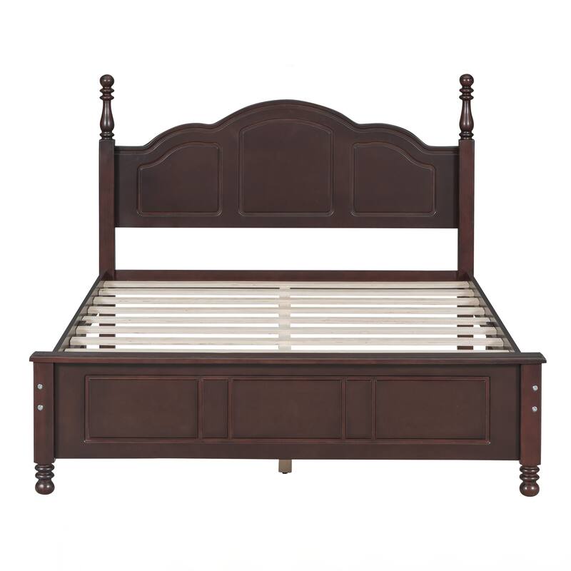 Full Size Wood Platform Bed Frame,Retro Style Platform Bed with Wooden Slat Support