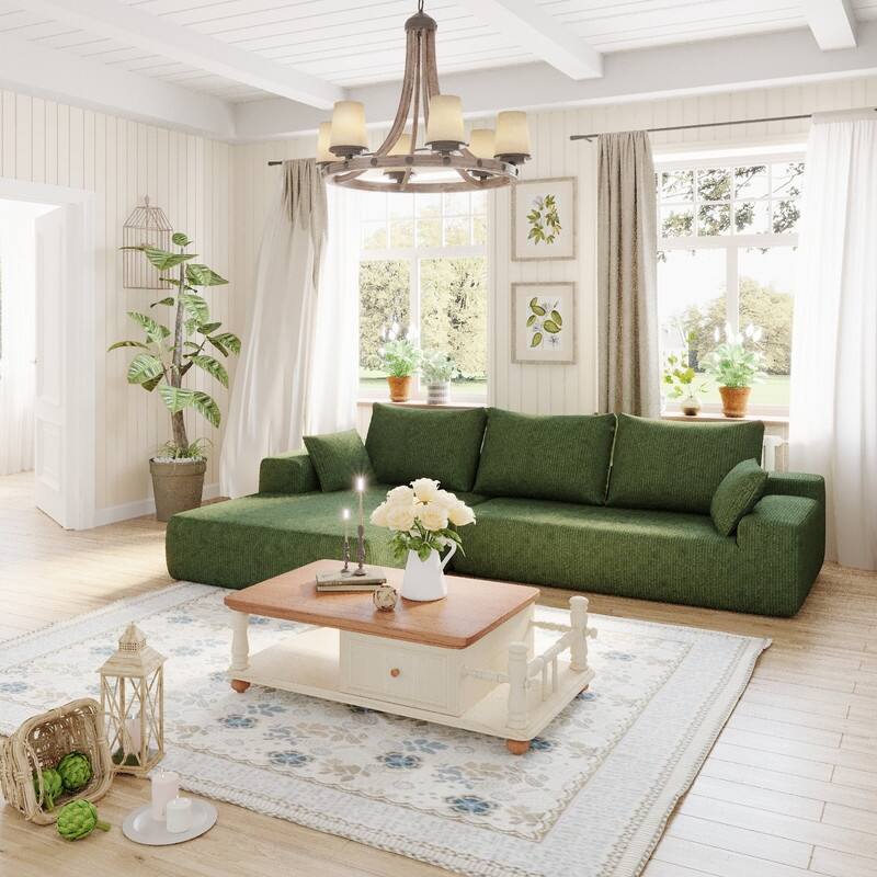 Momei L-Shaped Sofa - High-Density Foam with Spring, Multiple Cushions, Living Room