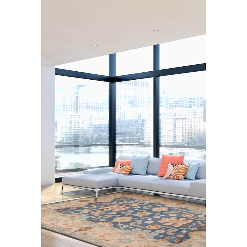 ECARPETGALLERY Hand-knotted Royal Oushak Dark Blue Wool Rug - 4'1 x 5'11