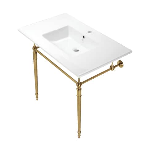 Edwardian 37-Inch Console Sink with Brass Legs (Single Faucet Hole)