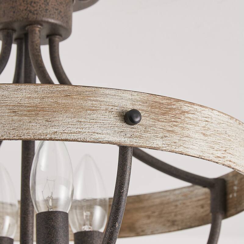 4-Light Industrial Farmhouse Semi-Flush Mount Ceiling Light