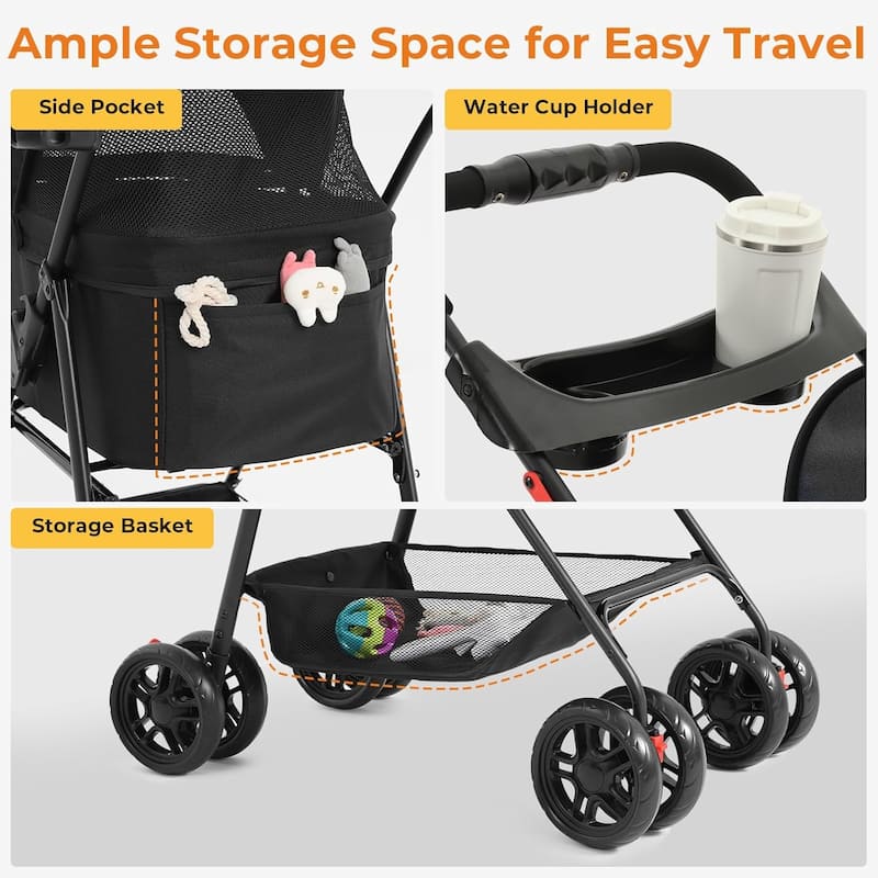 3 in1 Folding Dog/Cat Stroller for Medium Small Pets