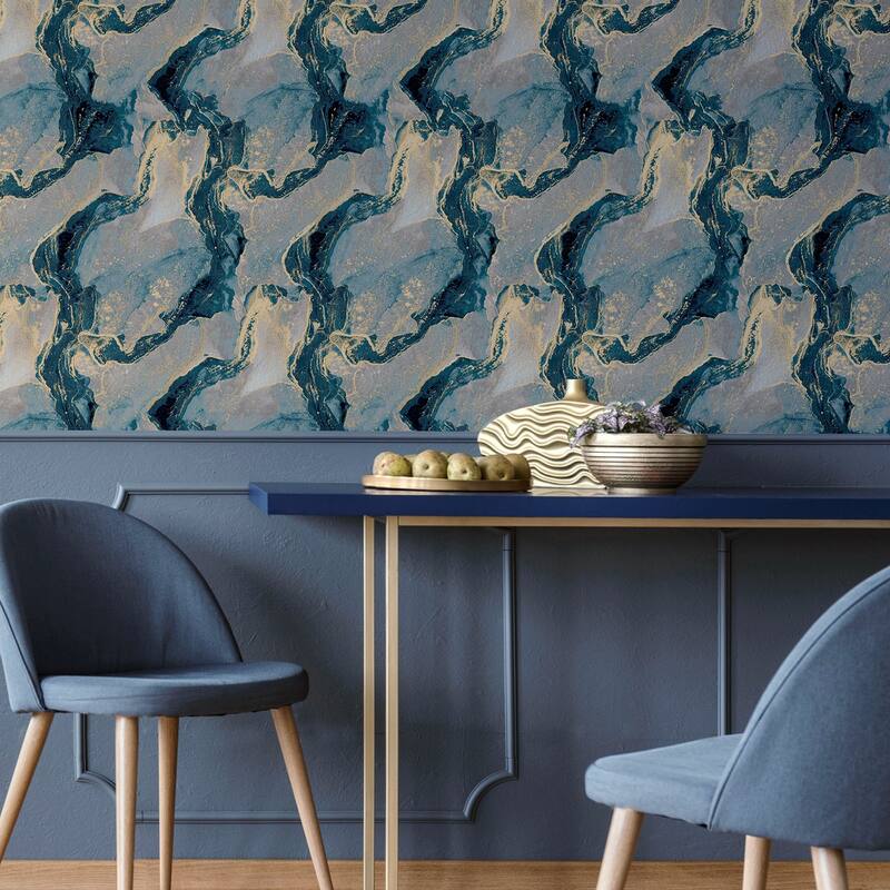 Arthouse Ursula Dark Blue Abstract Wallpaper