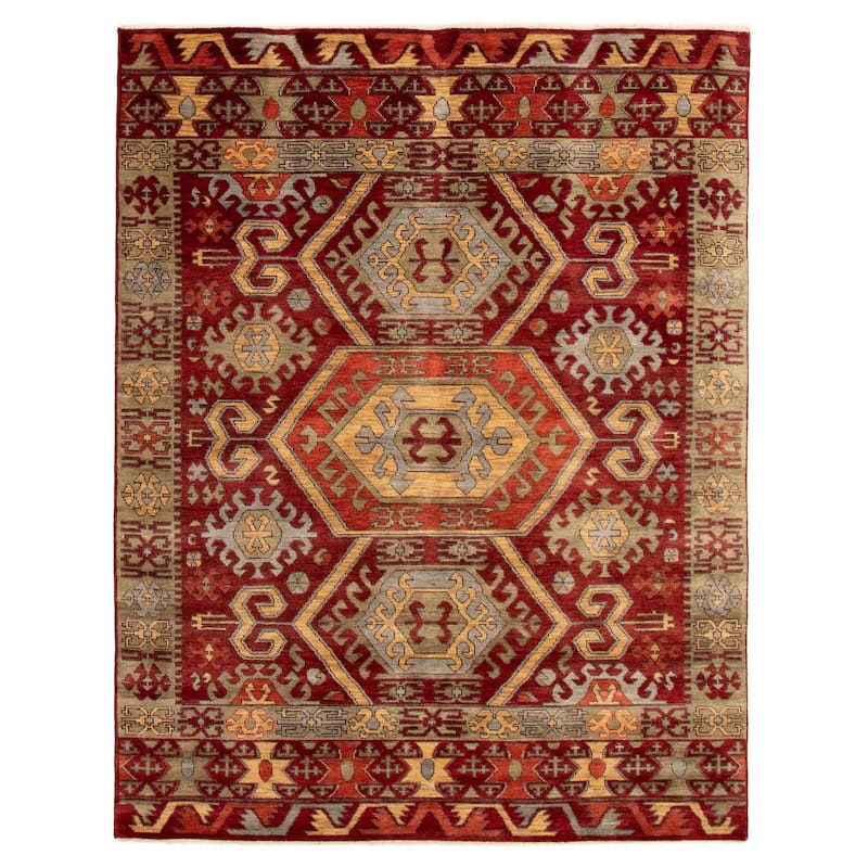 ECARPETGALLERY Hand-knotted Jules Serapi Dark Red Wool Rug - 7'8 x 10'2 - Dark Red - 7'8 x 10'2