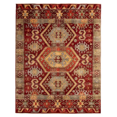 ECARPETGALLERY Hand-knotted Jules Serapi Dark Red Wool Rug - 7'8 x 10'2