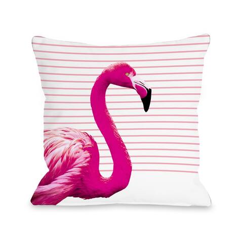 Mrs Pinky Flamingo - Throw Pillow