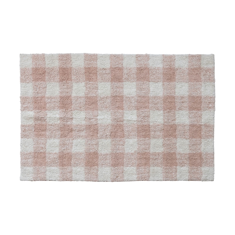 Cotton Tufted Rug with Plaid Pattern - 60.0"L x 36.0"W x 0.3"H - 60.0"L x 36.0"W x 0.3"H - Multi