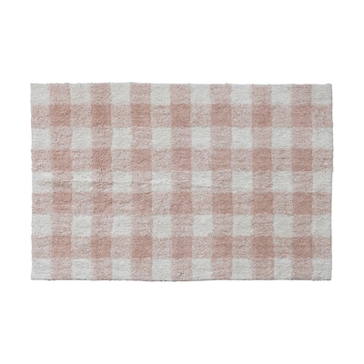 Cotton Tufted Rug with Plaid Pattern - 60.0"L x 36.0"W x 0.3"H - 60.0"L x 36.0"W x 0.3"H