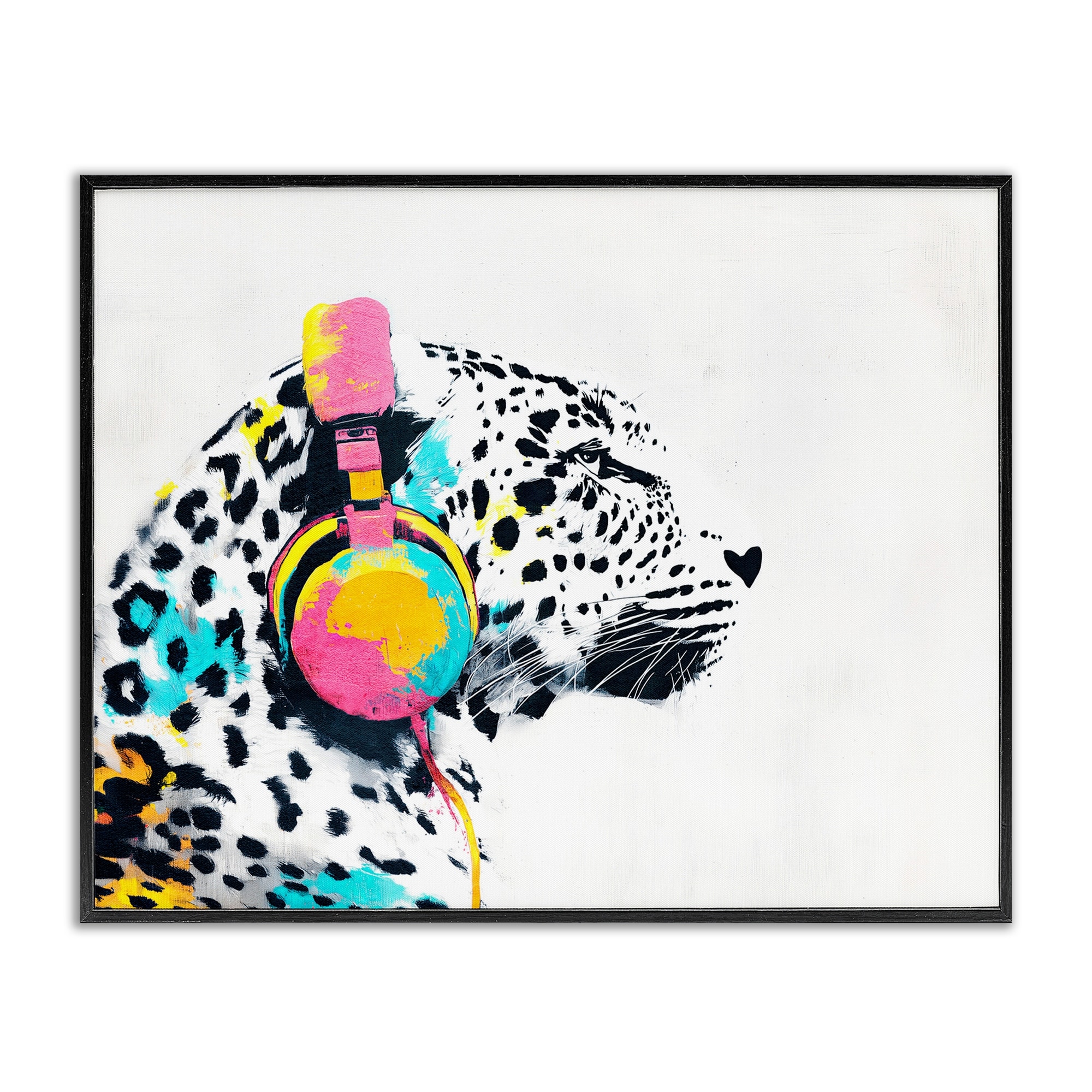 Stupell Leopard On Air Headphones Framed Giclee Art Design By Svetlana Aleynikova