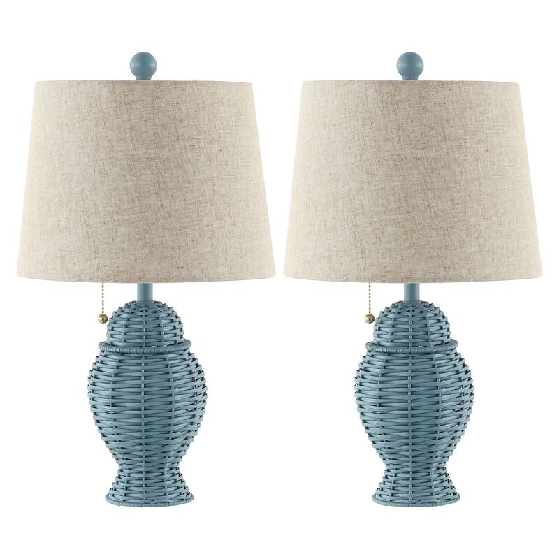 Hunter Wicker 20.5" Bohemian Rustic Iron LED Table Lamp, by JONATHAN Y
