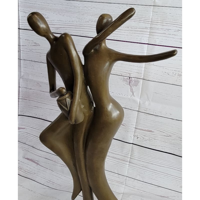Contemporary Modern Art Bronze Statue Sculpture Of Dancing Couple Romance Figurative