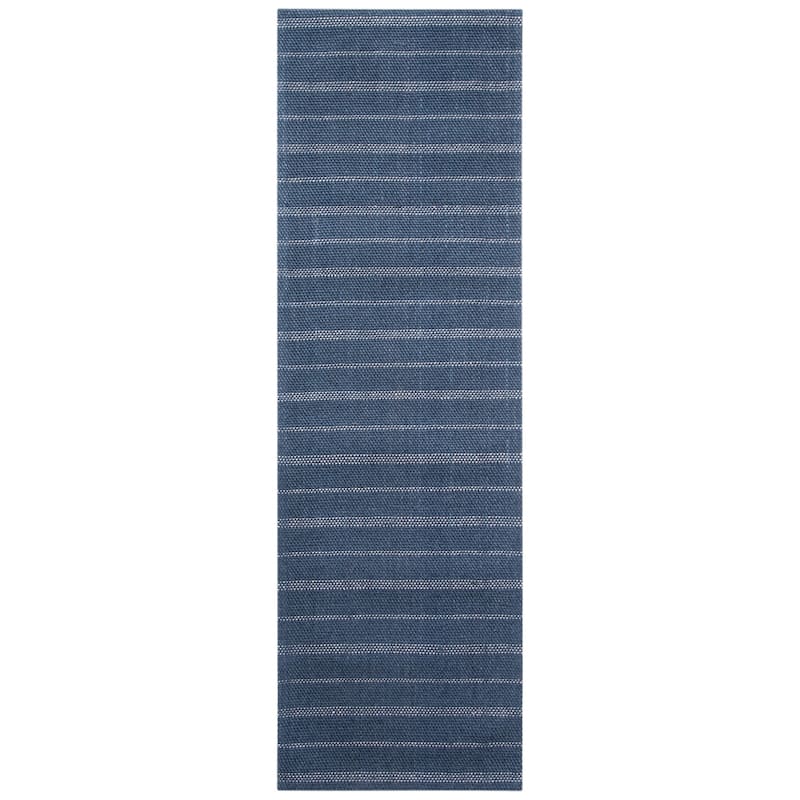 Lauren Ralph Lauren Handmade Miles Striped Wool Rug - 2'6" x 8' Runner - Navy