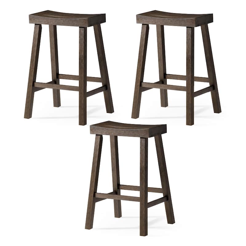 Maven Lane 27" Vincent Counter Height Kitchen Stool - N/A - Set of 3 - Antiqued Brown