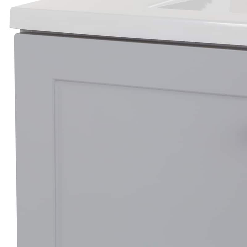 Spring Mill Cabinets Emlyn 48.5" Bathroom Vanity With Shelves, Drawers, and White Sink Top