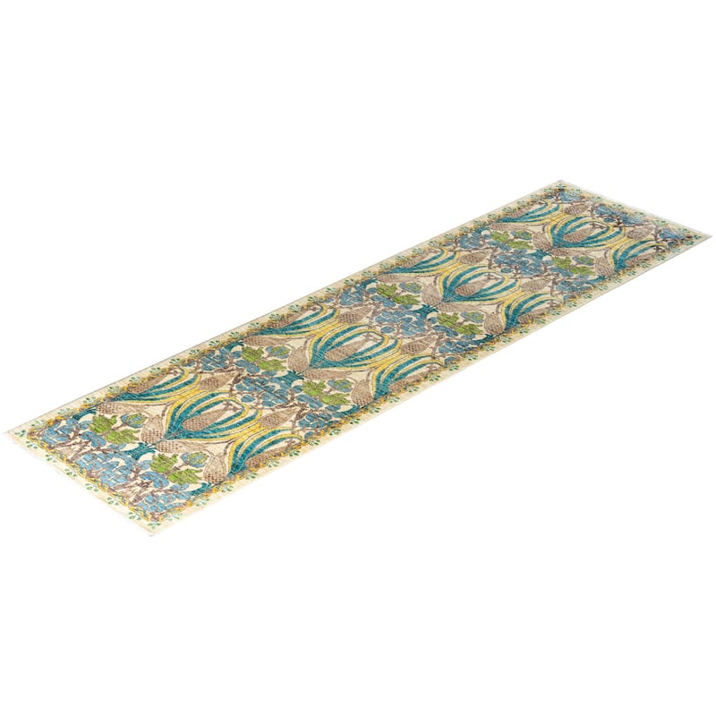 Arts & Crafts One-of-a-Kind Hand-Knotted Runner Rug - Ivory, 2' 6" x 9' 3" - 2' 6" x 9' 3"