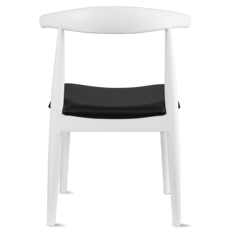 Set of 2 Kennedy Elbow Chairs Farmhouse Wooden Dining Chairs With PU Leather Or Fabric Cushion Seat, Modern Accent Side Chairs