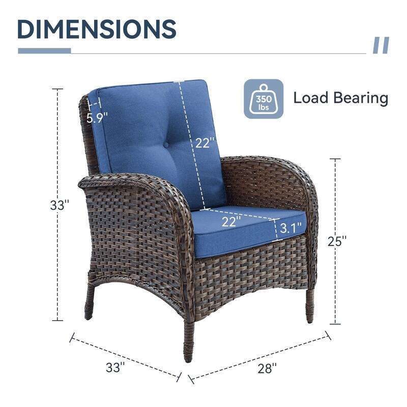 Gymojoy Stylish High Back Outdoor Wicker Dining Chairs Set of 2