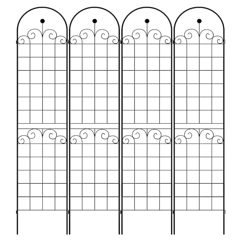 4 Pack Metal Garden Trellis for Climbing Plants Outdoor Rustproof Plant Support Rose Trellis Netting Trellis Black