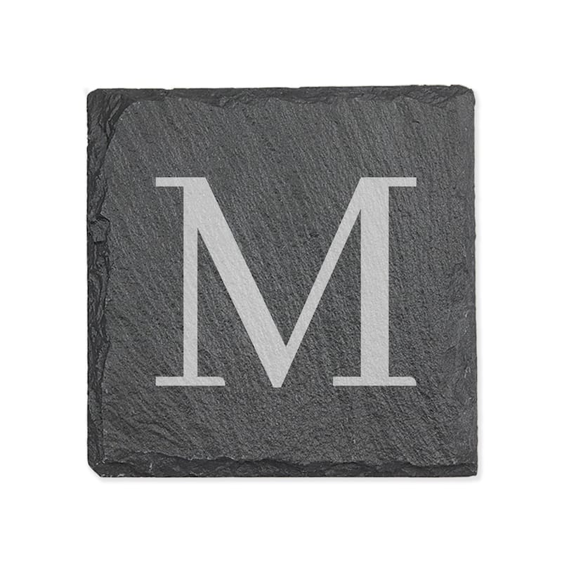 Personalized Letter Square Slate Coaster - 1 piece - M - Slate