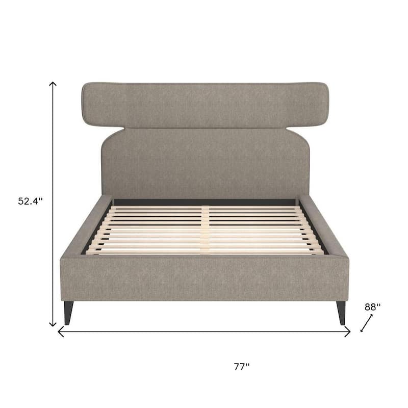 HomeRoots Brown Solid Wood And Upholstery Queen Bed Frame