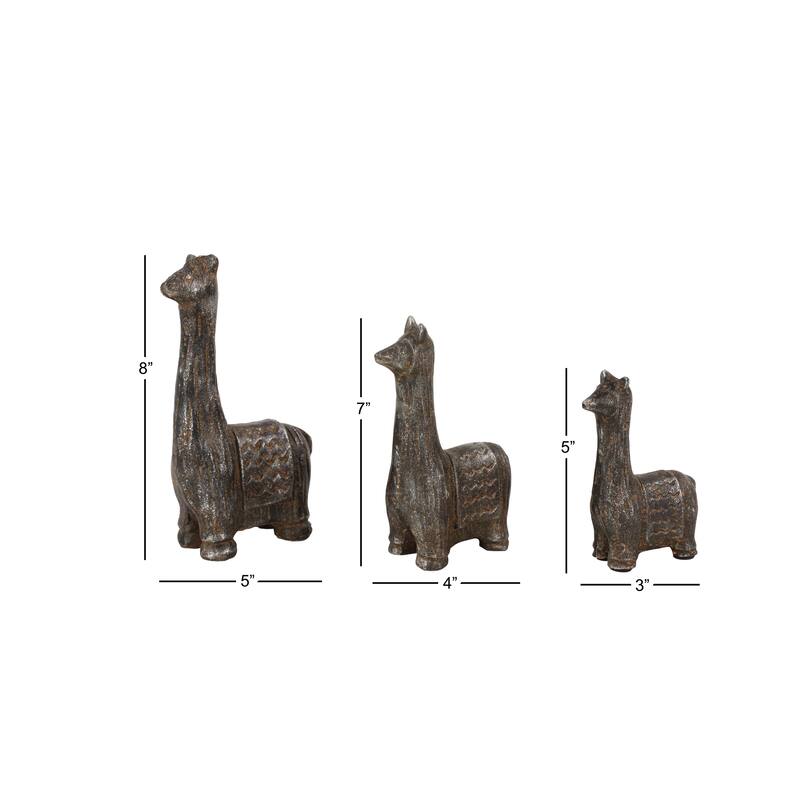 Metal Llama Decorative Sculpture - Set of 3 Black - Roche River Decor