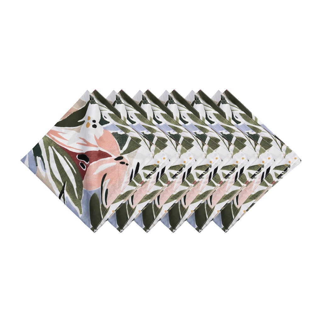 20" Joelle Cotton Napkins Set of 6 - Vibrant Floral & Palm Leaf