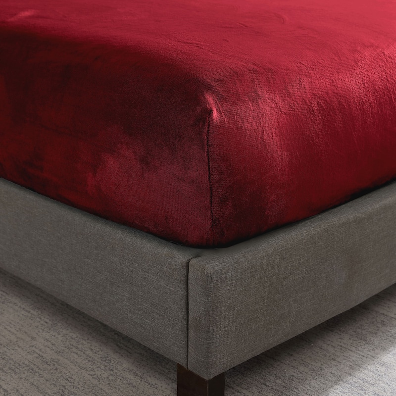 Swift Home Cozy Soft Microplush Flannel Fitted Sheet - Burgundy - Twin