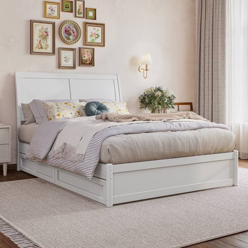 Andorra Platform Bed with Panel Footboard and Storage Drawers