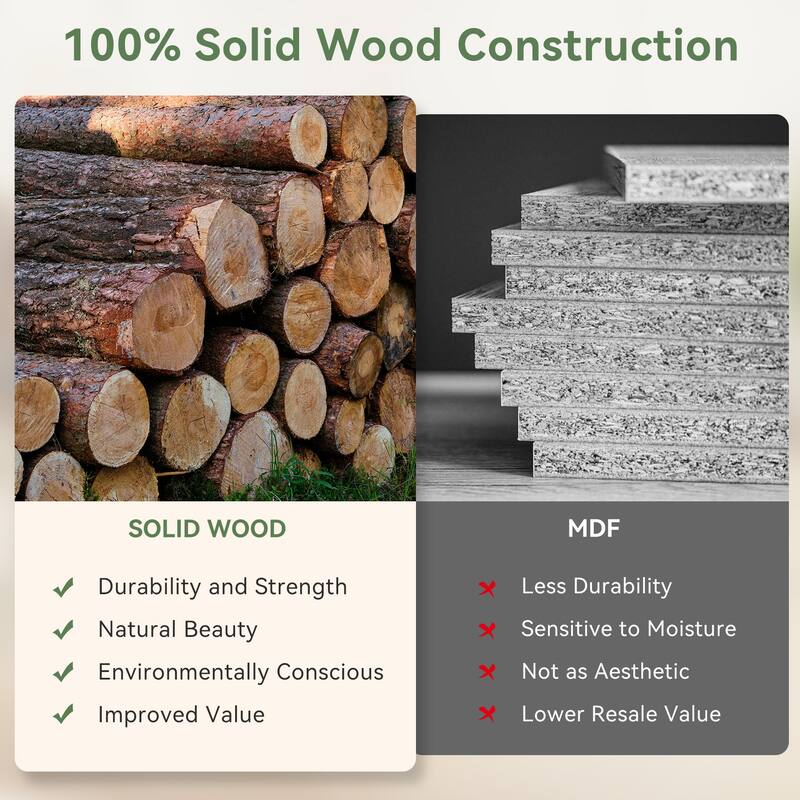 2 Tier Solid Wood TV Stand for Living Room, Fits TVs Up to 75 inches - 62.99" L x 15.75" W x 23.62" H