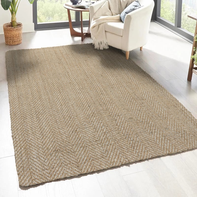 JONATHAN Y Estera Hand Woven Herringbone Chunky Jute Area Rug