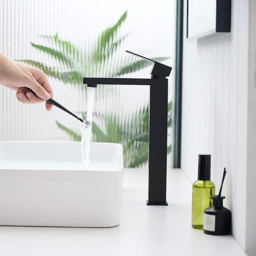 Black Single Handle Bathroom Faucet with Pop-Up Drain